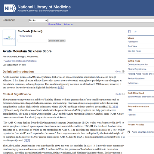 Acute Mountain Sickness Score