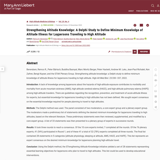 Strengthening Altitude Knowledge: A Delphi Study (2022)
