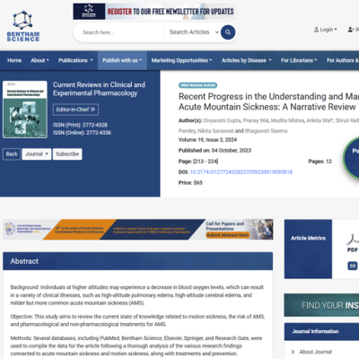 Recent Progress in the Understanding and Management of Acute Mountain Sickness: A Narrative Review (2024) Recent Progress in the Understanding and Management of Acute Mountain Sickness: A Narrative Review